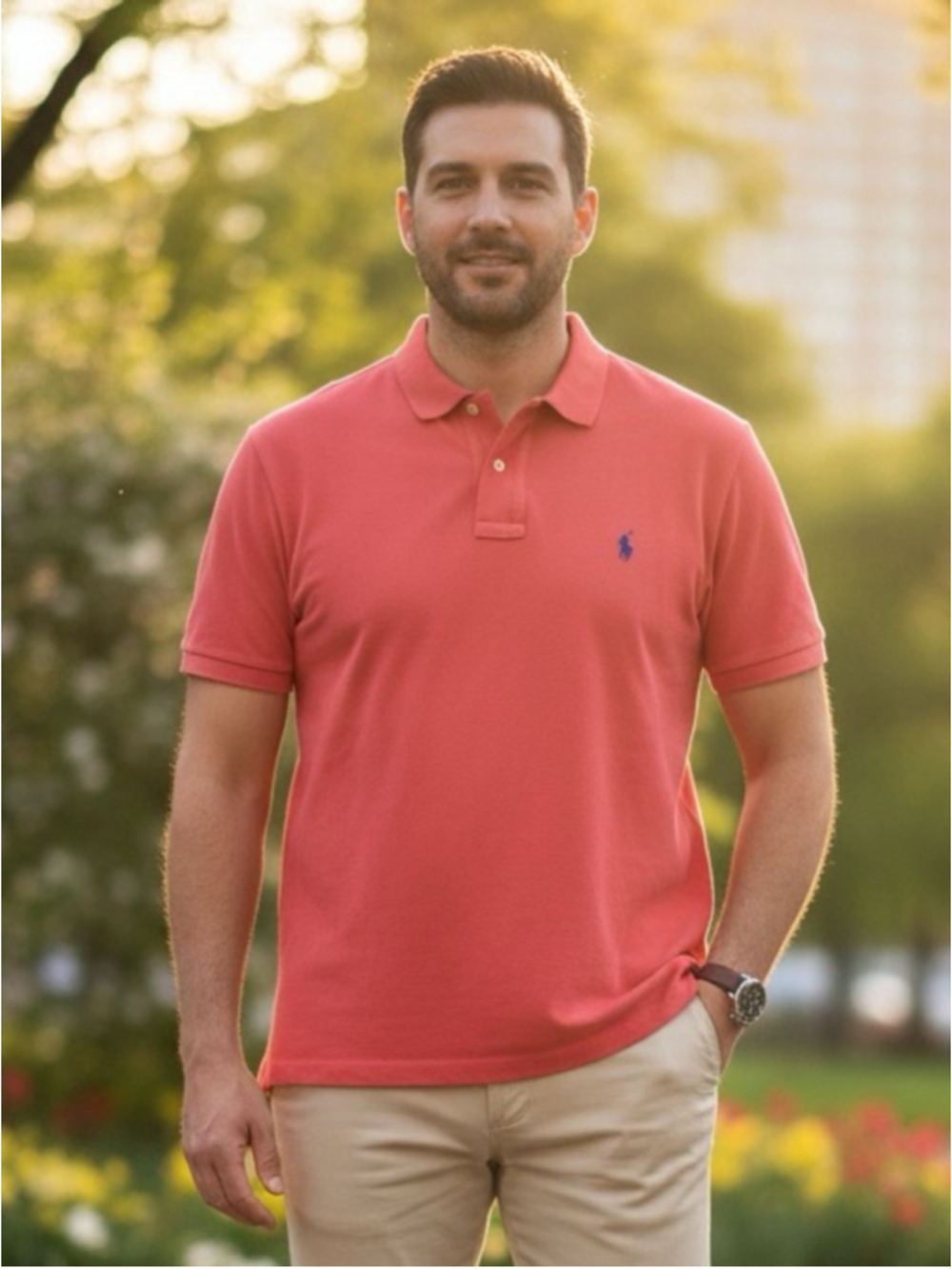 Polo Ralph Lauren Classic Fit Cotton Polo Shirt Coral Red Men’s Size XL Academia
